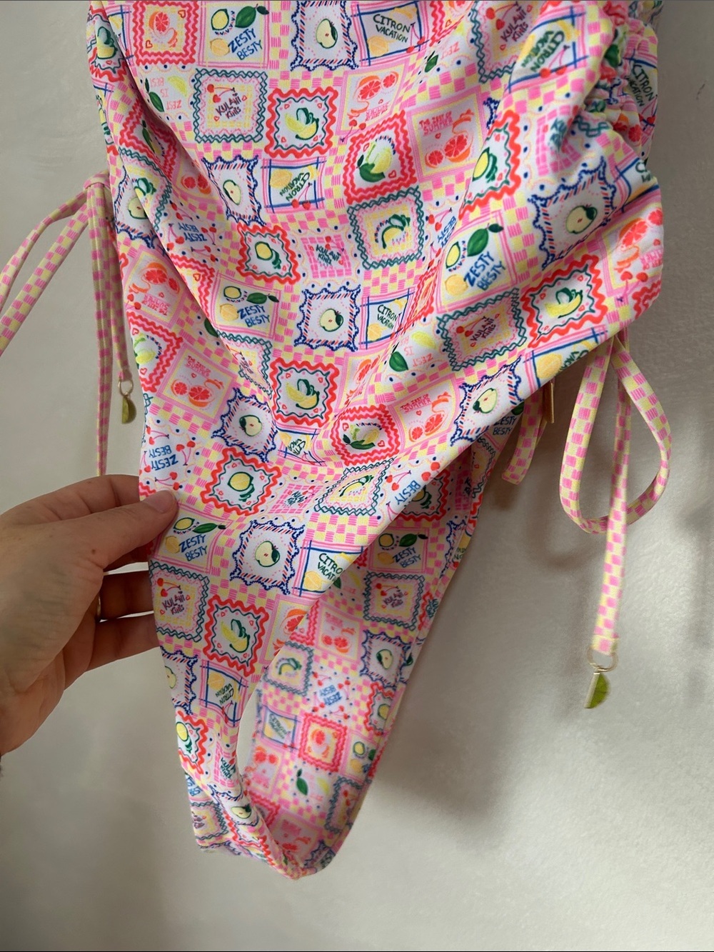Kulani Kinis Citron Coast Ruched One Piece pink patterned ruched cheeky medium - Picture 10 of 13